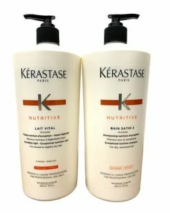 Kérastase 34oz Bain Satin 2 Shampoo & 34oz Lait Vital Conditioner Set With 2 Pumps Women