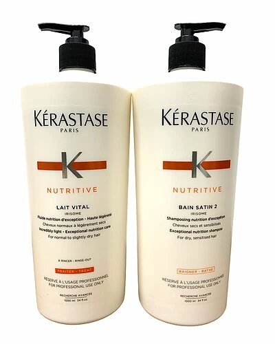 Kérastase 34oz Bain Satin 2 Shampoo & 34oz Lait Vital Conditioner Set With 2 Pumps Women 3 Kérastase 34oz Bain Satin 2 Shampoo & 34oz Lait Vital Conditioner Set With 2 Pumps Women