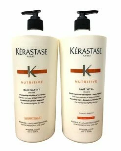 Kérastase 34oz Bain Satin 1 Shampoo & 34oz Lait Vital Conditioner Set With 2 Pumps Women